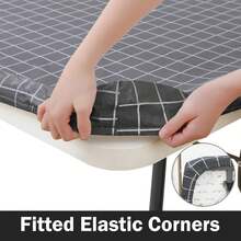 Rectangle Tablecloth, Elastic Fitted Flannel Backed Plastic Table Covers For 4FT Table, Waterproof Wipeable Vinyl Tablecloths For Picnic, Camping, Indoor And Outdoor (Grey, 24" X 48") - Grey - View 2