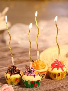 18/12/6pcs-Birthday Cake Candles, 6pcs/Box, Cake Decorations, Spiral Candles, Curve Candles, Gold Candles, Silver Candles, Twisted Candles, Arch Candles, Suitable For Birthdays, Weddings, Festivals, Party Supplies, Cake Shop Wholesale Birthday Candles, Surprise Birthday Candles, Cake Accessories