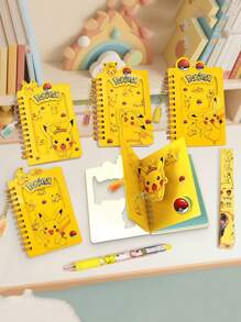 pokemon Livre de comparaison en relief 3D Pokémon, design mignon de bande dessinée, convient pour les fournitures scolaires, les manuels scolaires, les accessoires de bureau, cadeau parfait pour les étudiants