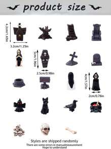 6pcs-Halloween Miniature Statues Resin Ghost Tombstone Skull Scene Decorations Halloween Garden Accessories Mini Halloween Decorations Outdoor Home Village Crafts Decorations Front Yard Patio Lawn Garden Party And Halloween