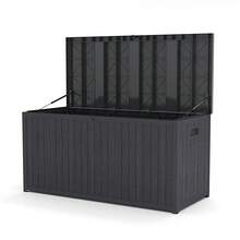LIVINGANDHOME Living And Home 125L Waterproof Storage Box - Heavy-Duty Outdoor Garden Cushion Organizer With Lockable Lid  Black/Grey - Grey - View 10