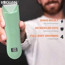 Recortadora corporal para hombres, afeitadora eléctrica, recortadora eléctrica de zona inguinal y vello, afeitadora/recortadora de higiene masculina con cuchillas de cerámica, afeitadora eléctrica para el Body completo con batería de 500mAh