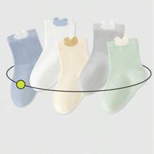 5 Pairs Baby Socks, Thin Mid-Calf Breathable For Newborns & Infants, Spring/Autumn, Non-Binding Up To 1 Year Old