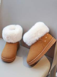 Nuevas botas de invierno para niños, botas de nieve con suela suave antideslizante y forro de felpa gruesa para niñas y niños, casuales, ligeras, cómodas y cálidas para otoño/invierno