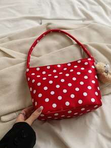 Adorable Red And Black Polka Dot Crossbody Bag For Women - Adjustable Shoulder Strap, Zipper Closure, Soft & Smooth Oxford Cloth Tote, Suitable For Beach, Travel, Work, Casual Wear, Playful Design, Quality Stitching, Compact Accessory, Student Accessory