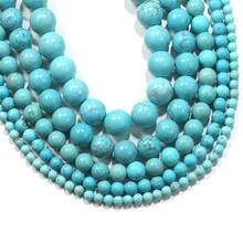 50/500pcs Natural Turquoise Beads, 4-10mm Round Gemstone, Loose Beads With Elastic Cord, For Bracelet And Necklace DIY
