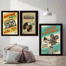 1 件/3 件墙壁艺术海报可选框架墙壁装饰、房间装饰复古美国音乐海报适用于住宅和宿舍墙壁、客厅和酒吧装饰、房间装饰、高品质、室内/室外帆布艺术 - 彩色 - 查看 7