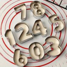 9pcs Stainless Steel Numeral Cookie Cutter Set 0-8 (6 Reversed As 9), Baking Tools For Birthdays, Weddings, Anniversaries, Bento Lunches - Silver - View 4