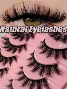 Pack Of 10 Fluffy And Soft False Eyelashes Natural Look Natural, Fluffy, Soft, Fine Cross Full Strip Lashes Anime Eyelashes Natural Look Enlarged Eyes False Eyelashes Thick Curl - 黑色 - 查看 2