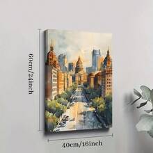 1pc Framed Canvas Poster, Cityscape, Classical Architecture, Watercolor Impression Style Wall Art Canvas Paintings, Ideal Gift For Bedroom Living Room Corridor, Wall Art, Wall Decor, Winter Decor, Room Decoration, 2D Flat Print, Not 3D - Multicolor - View 9