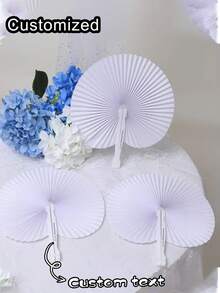 Custom Folding Fan, Heart - Shaped Fan,Personalized White Heart-Shaped Folding Paper Fans With Plastic Handles - Perfect For DIY Crafts, Wedding And Birthday Party Decorations, Wedding Theme,DIY Painting Birthday Wedding Party Decor & Event Decor Favors, Wedding Ceremony Decoration - White - View 3