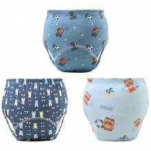 6 piezas de pantalones de entrenamiento para bebé con estampado de animales lindos - Textura suave, adecuado para todas las estaciones, ajuste regular, apto para entrenamiento de ir al baño, diseño de estampado alegre, ajuste cómodo para actividades al aire libre y ropa de dormir para niños y niñas