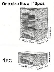 1/3 piezas Bolsa de almacenamiento grande, Caja de almacenamiento, Caja de almacenamiento de ropa plegable, Con asa, Tela gruesa, Adecuada para ropa, mantas, edredones, sábanas, almohadas y juguetes, Adecuada para el hogar, dormitorio - Gris - Ver 4