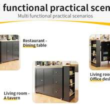 Flieks 360° Swivelling Bar Table On Castors, Breakfast Bar With 3 Drawers And Snack Rack, Multifunctional Storage, Innovative Kitchen Islands, Suitable For Dining Room, 138-209x39x106cm - Black - View 7