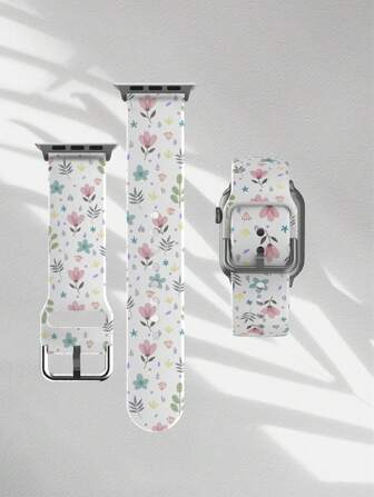 Small Flower Silicone Watch Band Compatible With Apple Watch 38mm 40mm 41mm 42mm 44mm 45mm 49mm, Fit For Apple Watch Series Ultra/SE/8/7/6/5/4/3/2/1