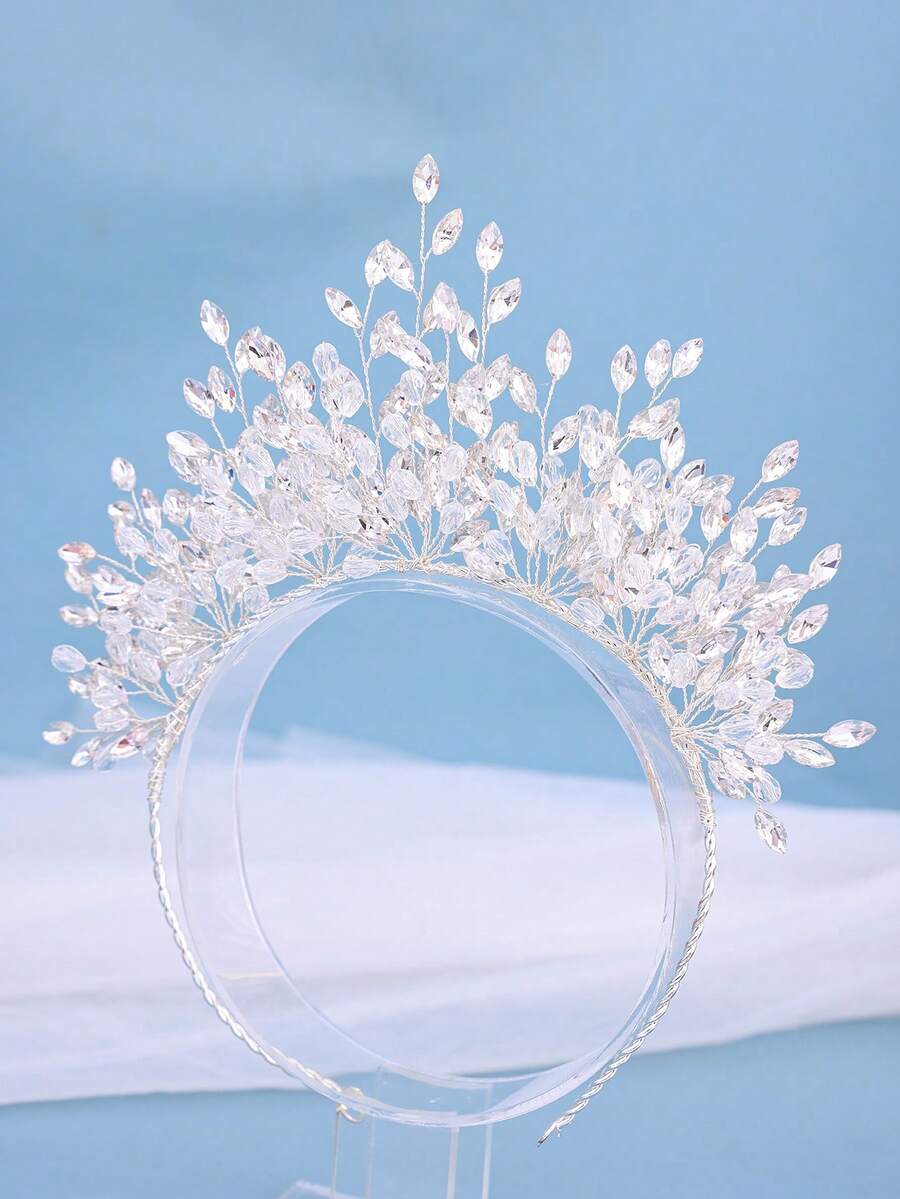 1件优雅水晶水钻发箍，浪漫新娘婚礼发饰，时尚女士派对活动头饰 - 彩色 - 查看 1