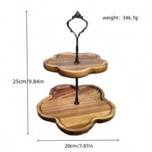 跨境2/3层花形零食甜品展示架，简约极简设计，2层放水果，3层放面包、糖果、寿司，木质盘子