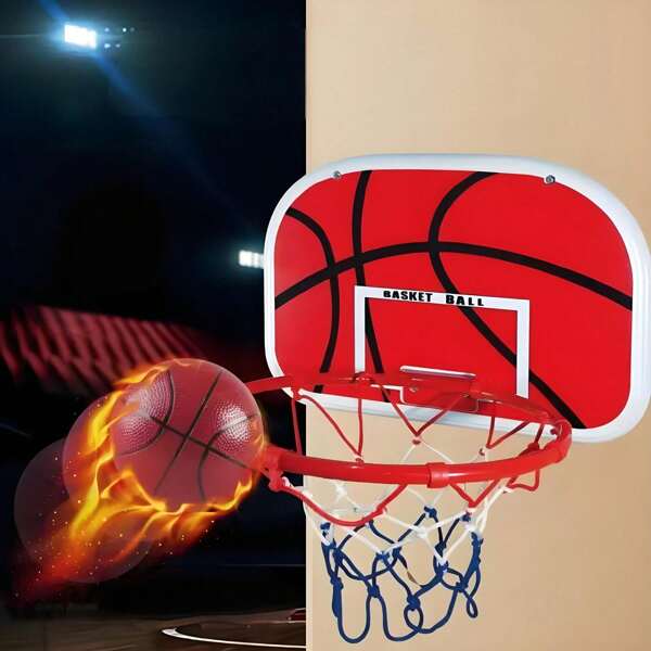 Universeller innen und außen wandmontierter Basketballständer, mit hochwertigem rot, weiß und blauem professionellen Basketball Netz, hochwertige Basketball Ausrüstung, geeignet für Basketball Training, Wettkämpfe und tägliche Übungen