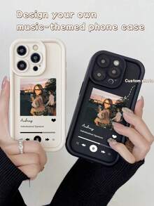 Funda de teléfono personalizada con nombre compatible con Apple iPhone, funda de teléfono con diseño de nombre personalizado, funda de teléfono personalizada con tema de reproductor de música compatible con iPhone 11/12/13/14/15 Pro Max, Galaxy A15/A25/A35/A55/S23/S24 Ultra, Redmi, OPPO - Negro - Ver 5