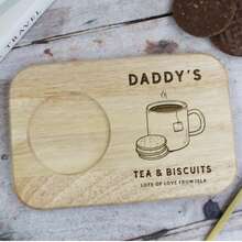 Personalised Grandad's Coffee & Biscuits Board With Coffee Mug Option, Grandad Father's Day Gift, Engraved Wooden Treat Tray, Birthday Gift - Wood Color - View 3