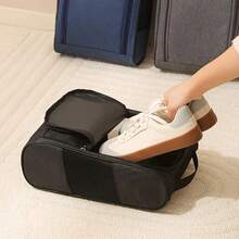 带手柄的便携式高尔夫球鞋收纳袋 - 耐用牛津布，网状侧袋，非常适合整理高尔夫配件