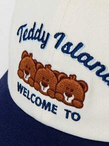 mini bala Kids'Cute Bear Embroidered 2-Tone Hat - Casual Baseball Cap For Daily Wear - Milky White - View 5