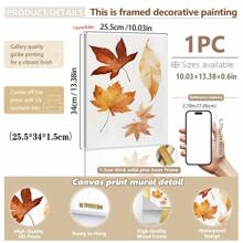 1pc, Canvas Hanging Picture, Framed Art Decoration, Ready To Hang, Wall Arts, Posters, Wall Art With Frame, Orange "Hello Fall", Wall Art, Autumn Leaves Prints, Modern Fall Decor, Pumpkin Decor, Fall Quotes Posters, Fall, Maple Leaf Decoration Posters, Halloween, Halloween Fall Decor, Room Decor, Dorm Decor ,Halloween Decor Home Decor