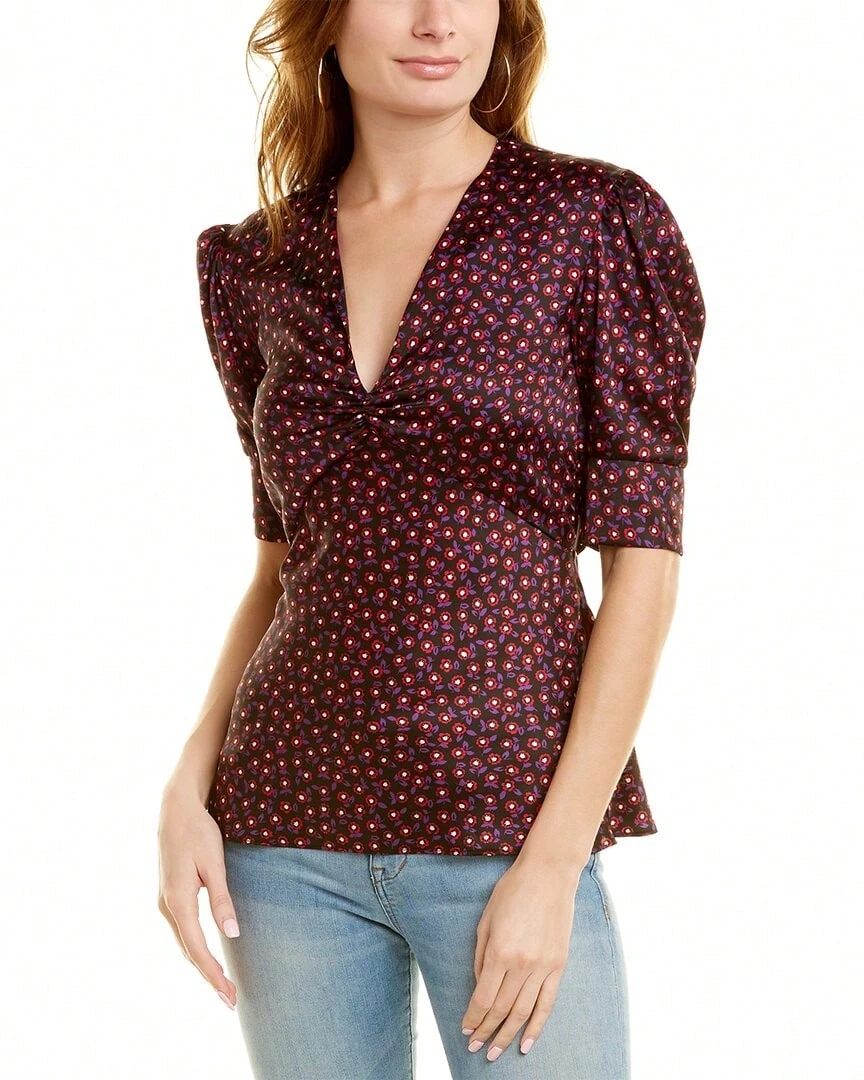 Paco Rabanne Puff Sleeve Top - Red - View 1