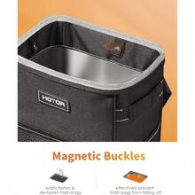 Car Trash Can With Lid And Storage Pockets - 100% Leak-Proof Organizer,  Waterproof Garbage Can,  Multipurpose Trash Bin For Car,  2 Gallons,  Black