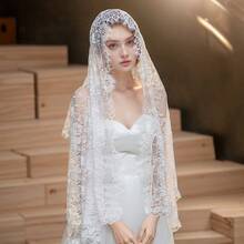Leichter weißer Spitzen-Brautschal-Umhang für Hochzeit, Brautjungfern, Cheongsam, Party, mit Rosenblatt-Vintage-Spitzenmuster, Frühling/Sommer - Schal - Übersicht 2
