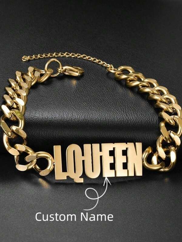 Pulsera de acero de titanio con cadena cubana gruesa para hombres, personalizable con letra y nombre. Pulsera de acero inoxidable grabada con estilo sencillo en oro y plata, con nombre y fecha. Joyería versátil, sencilla y de moda. Regalo ideal para el Día de San Valentín, Día del Padre, Día de la Madre, cumpleaños único, Navidad, aniversario, y para amigos y familiares.