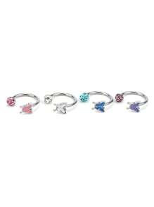 1pc Butterfly Shaped, Bat Lips Ring, Sparkling Harajuku Lip Ring, Cartilage Hoop, C-Shape, Pink & White, New Lip Piercing Jewelry, Suitable For Women's Daily Wear And Gift