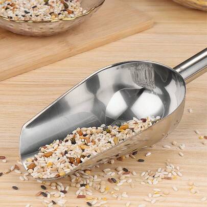 1pc Stainless Steel Round Mouth Dried Fruit Shovel Rice Shovel Small Ice Shovel Supermarket Soybean Shovel Sugar Shovel Kitchen Utensil Ice Shovel For Ice, Coffee Beans, Flour, Etc.