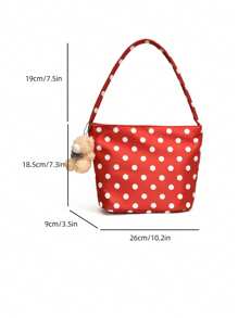 Adorable Red And Black Polka Dot Crossbody Bag For Women - Adjustable Shoulder Strap, Zipper Closure, Soft & Smooth Oxford Cloth Tote, Suitable For Beach, Travel, Work, Casual Wear, Playful Design, Quality Stitching, Compact Accessory, Student Accessory