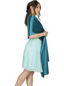 BlackButterfly Satin Shawl Bridesmaid Wedding Wrap Scarf - 水鴨藍 - 查看 2