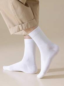 9 Pairs Men Solid Color Mid-Calf Socks, Soft & Comfortable, Versatile Long Socks Suitable For Daily Wear, Casual, Sports, Business, Autumn/Winter
