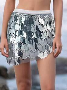 Sequin Belly Dance Hip Scarf For Women Sexy Bellydance Tassel Hip Wrap Skirt Belt Hipskirt Costume Accessories Music Festival - Multicolor - View 17