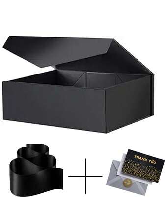 1/2/5 Sets Black Gift Boxes With Magnetic Closure, Sturdy Paper Packaging With Lid, Suitable For Weddings, Christmas, Halloween, Birthdays And Other Occasions