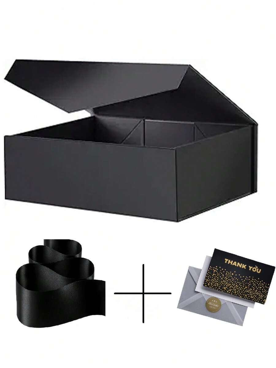 1/2/5 套黑色礼品盒，带磁扣，坚固的纸质包装，带盖，适用于婚礼、圣诞节、万圣节、生日等场合 - 1套黑+XF+HK+TZ+SD - 查看 1