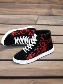 1 Pair Women's High-Top Canvas Shoes, Korean Style Student Sneakers, Casual Shoes For Teenagers, Winter