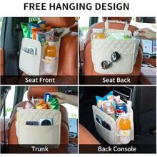Car Seat Back Hanging Bag Car Document Holder Multi-Pocket Bottle Bag Storage Box Organizer Travel Tidy Pouch Pocket Kids Beige