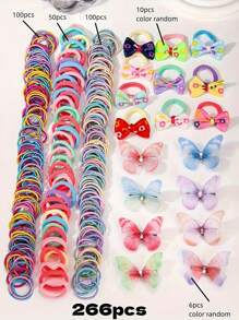 881 pezzi Set combo di elastici per capelli e fermagli per capelli a forma di farfalla, accessori decorativi per capelli elastici monouso, colori misti senza scatola regalo