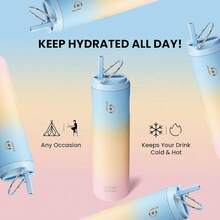 New-88  Insulated Water Bottle 24oz  Straw Lid And Handle For Sports Travel Gym Stainls Steel Water Bottl Double-Wall Vacuum Metal Le Proof - - 藍色黃色粉紅色 - 查看 5