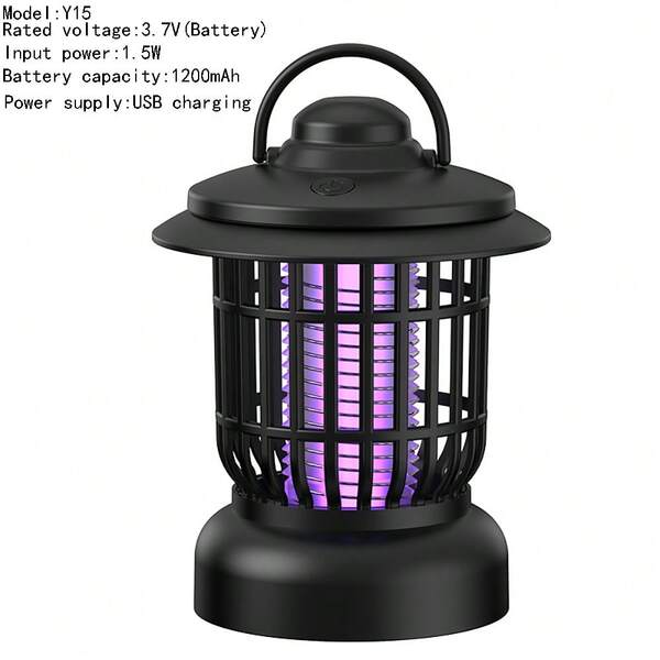 2-In-1 Mosquito Trap & Light, Mosquito Repellent + Illumination, Outdoor & Indoor Physical Electric Mosquito Killer, Rechargeable Camping Mosquito Lamp, UV Light Mosquito Trap, 360° Electric Mosquito Zapper, Night Light Mode