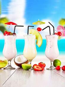 100pcs Reusable PP Drink Straws - Durable Bendable Food-Black Straws For Smoothies, Boba, Bubble Tea & Tropical Drinks - Alternative To Disposable Plastic Straws, Perfect For Home, Parties, Restaurants, Smoothie Straws, Party Drink Accessories