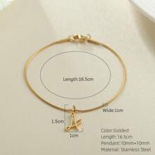 1pc Stainless Steel Fine Round Snake Chain Bracelet For Women, With 26 Alphabet Friendship Bracelet, Elegant Accessory Gift For Graduation, Holiday, All Year Round