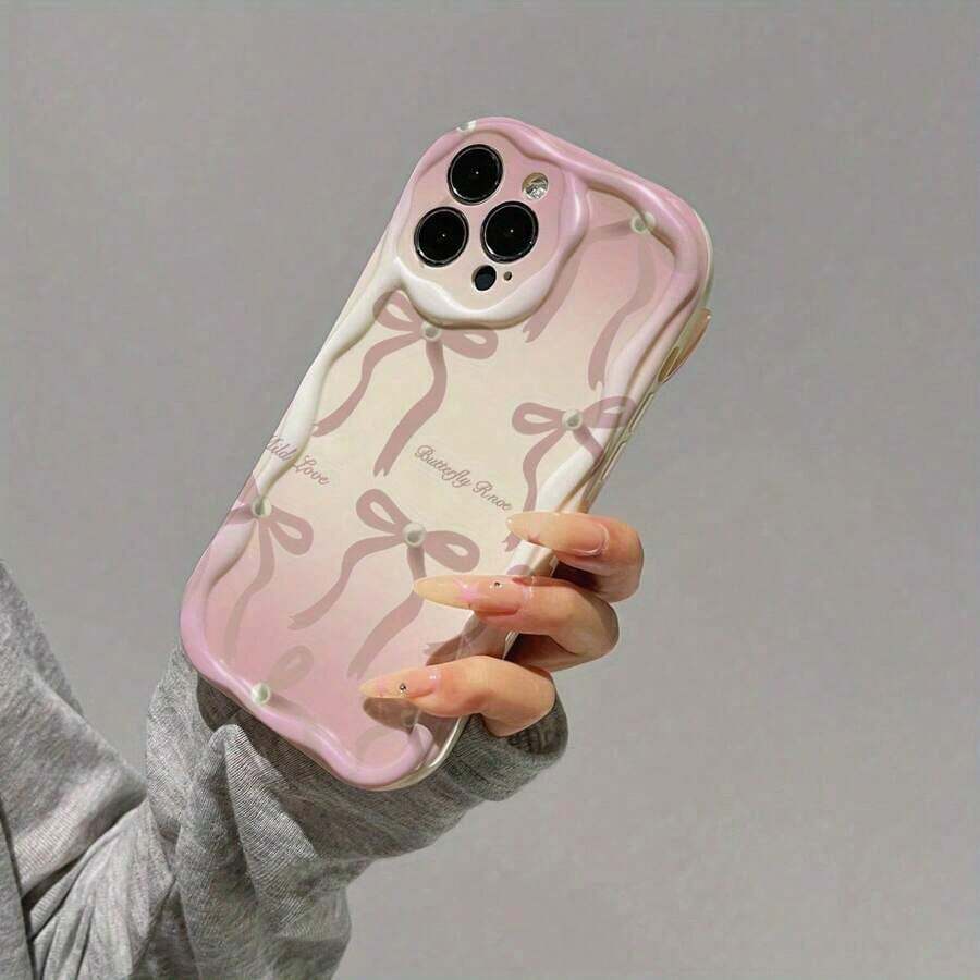 Funda con lazo rosa que cambia de color gradualmente. Fabricada en TPU. Compatible con phone 16 Pro Max, 16 Pro, 16 Plus, 15 Pro Max, 14 Pro, 14 Plus, 13 Pro, 12 Pro y 11. - Blanco - Ver 1