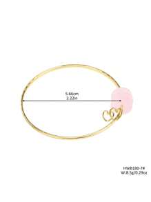 Pendentif en forme de cœur martelé avec placage cuivre bohème et imitation de quartz rose pour bracelet de femme