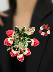 1 broche colorido de morango com frutas glaceadas, acessórios de roupas elegantes, alfinetes decorativos, design criativo