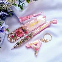 A5 A6 A7 Notebook Cover & Transparent Pen & Bookmark Resin Casting Molds Kit, Epoxy Resin Silicone Molds, DIY Crystal Handmade Stationery Craft Supplies, Hybrid Shape Pens Mould - Clear - View 4